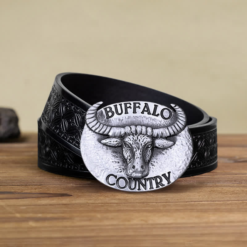 Men's DIY Buffalo Country Buckle Leather Belt - Image 14