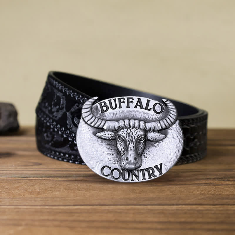 Men's DIY Buffalo Country Buckle Leather Belt - Image 15