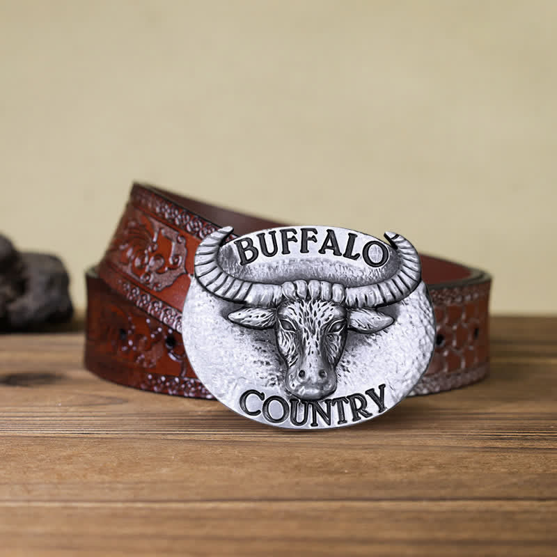 Men's DIY Buffalo Country Buckle Leather Belt - Image 16