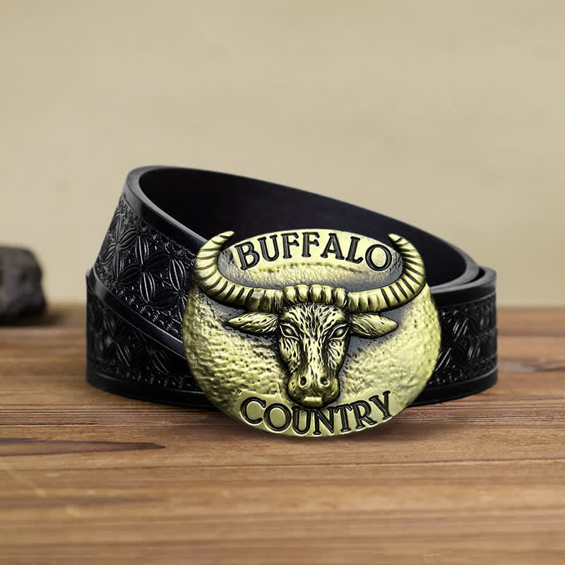 Men's DIY Buffalo Country Buckle Leather Belt - Image 6