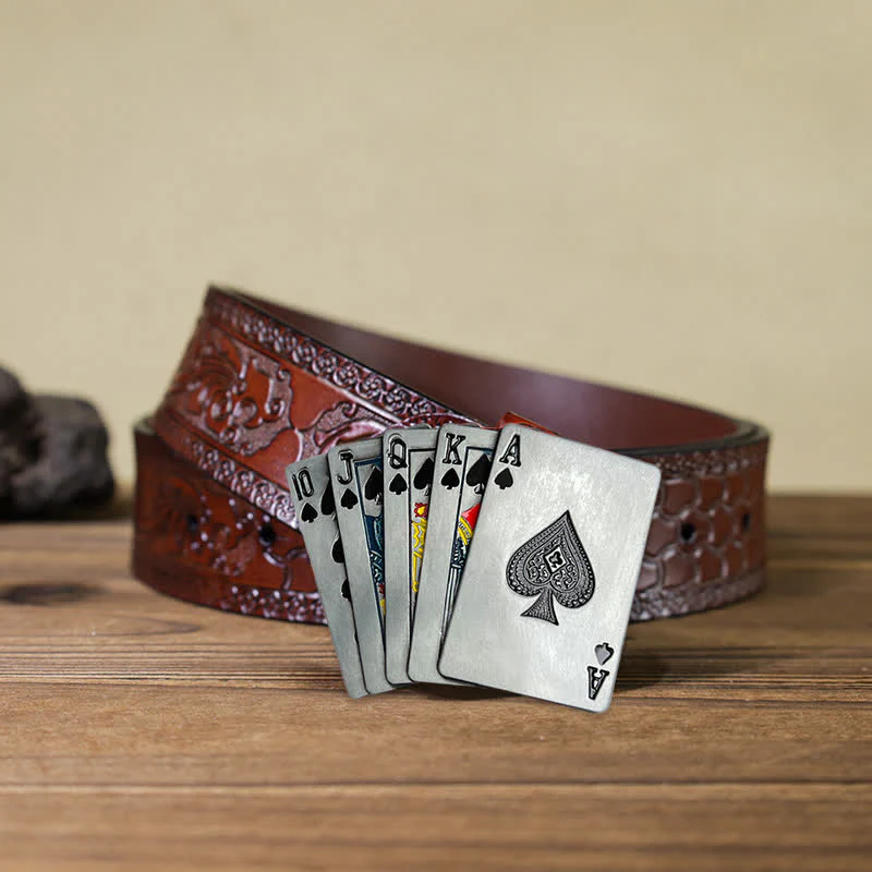 Men's DIY Casino Game Poker Buckle Leather Belt - Image 8
