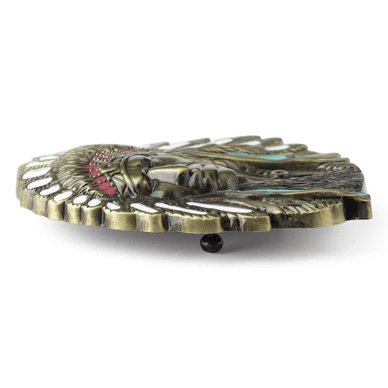 Men's DIY Colored Indian Chief Buckle Leather Belt - Image 6