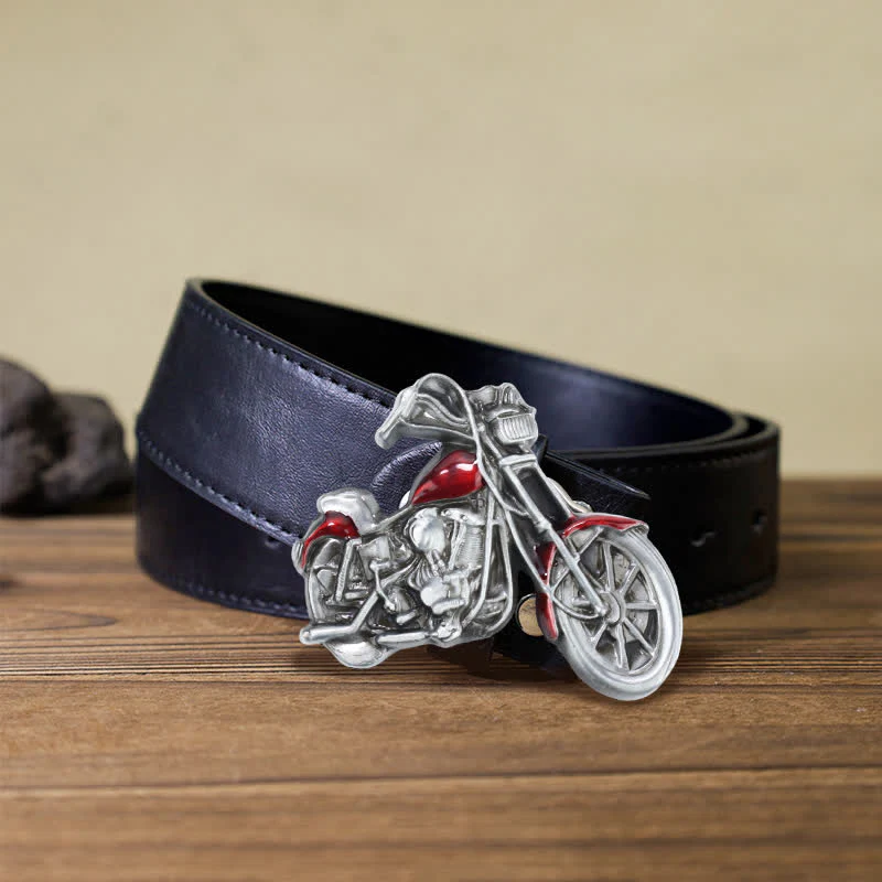 Men's DIY Cool Motorcycle Buckle Leather Belt - Image 4
