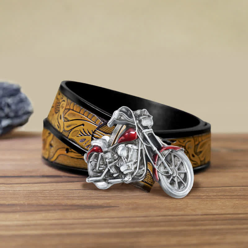 Men's DIY Cool Motorcycle Buckle Leather Belt - Image 9