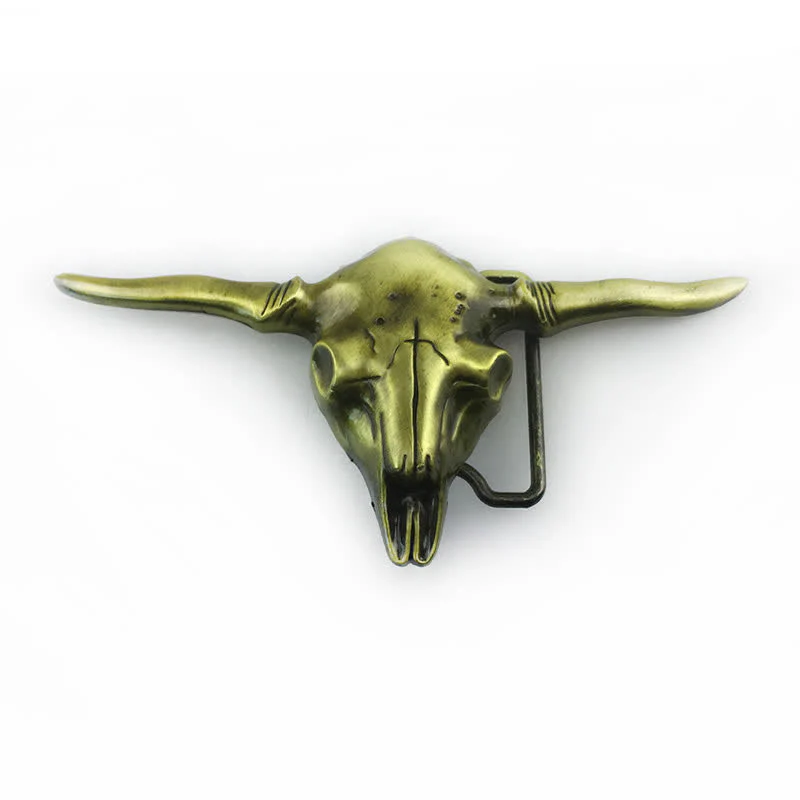 Men's DIY Cool Western Longhorn Bull Buckle Leather Belt - Image 13