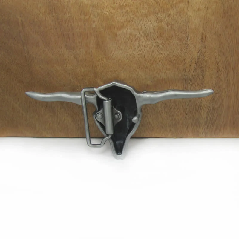 Men's DIY Cool Western Longhorn Bull Buckle Leather Belt - Image 5