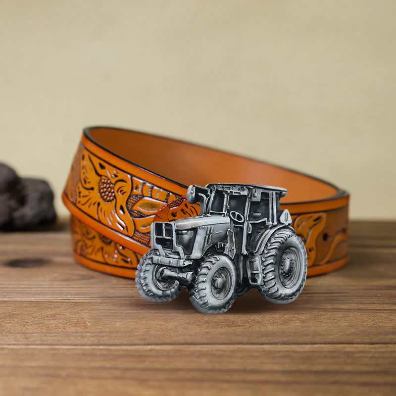 Men's DIY Country Tractor Buckle Leather Belt - Image 11