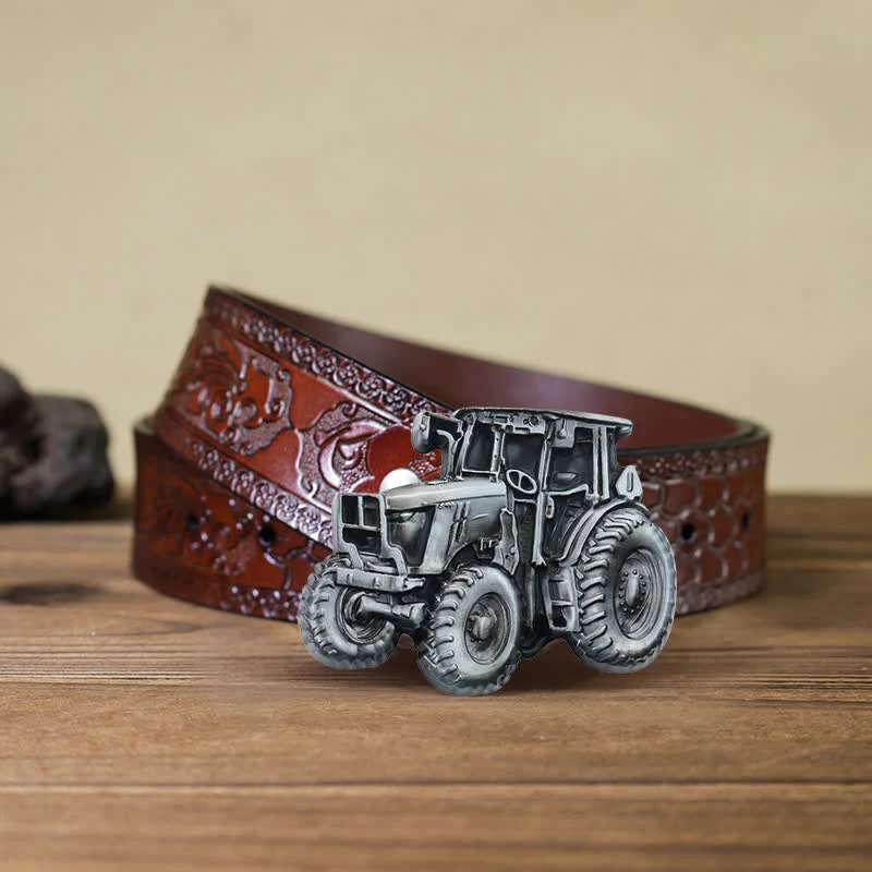 Men's DIY Country Tractor Buckle Leather Belt - Image 9