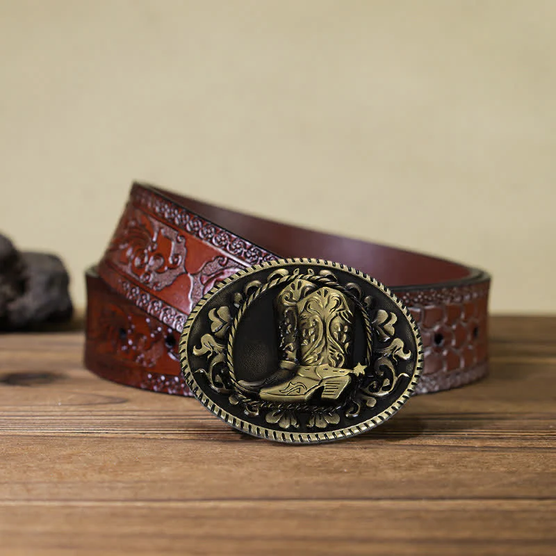 Men's DIY Cowboy Boots Buckle Leather Belt - Image 11
