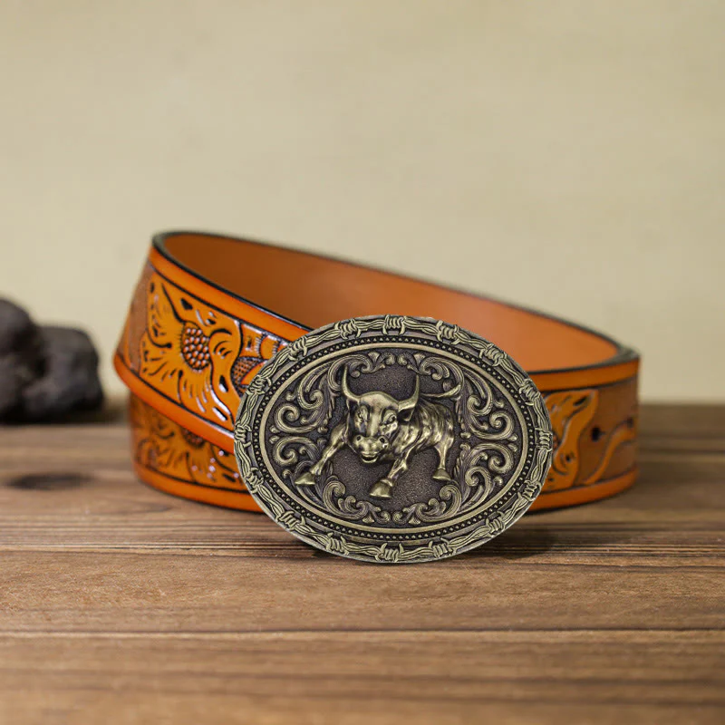 Men's DIY Cowboy Bullfighter Buckle Leather Belt - Image 16