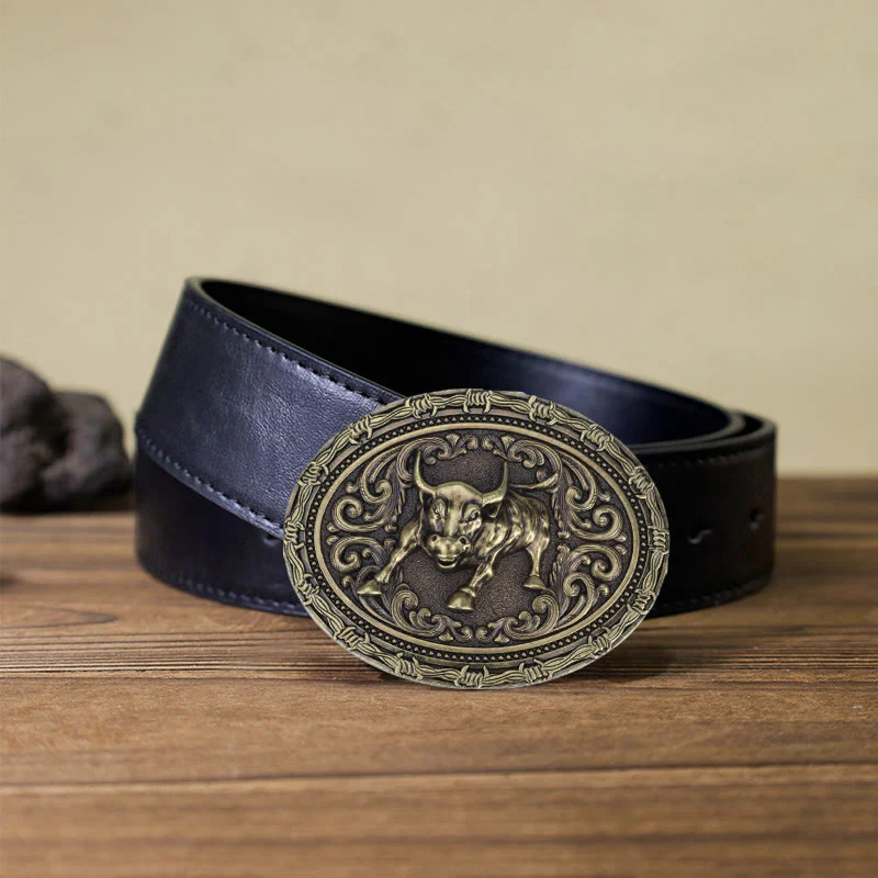 Men's DIY Cowboy Bullfighter Buckle Leather Belt - Image 6
