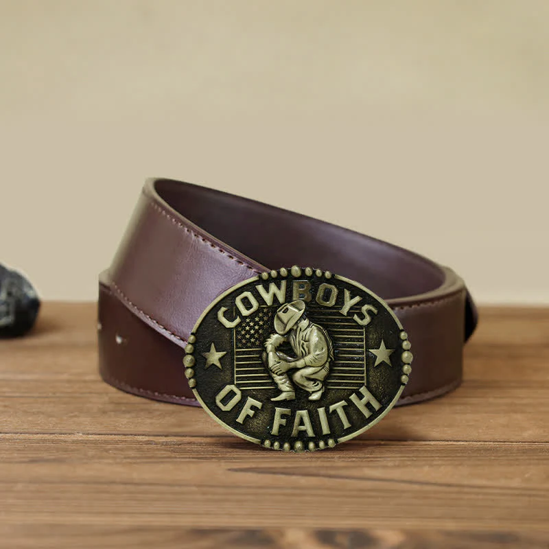 Men's DIY Cowboys Of Faith Buckle Leather Belt - Image 11