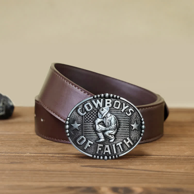 Men's DIY Cowboys Of Faith Buckle Leather Belt - Image 12