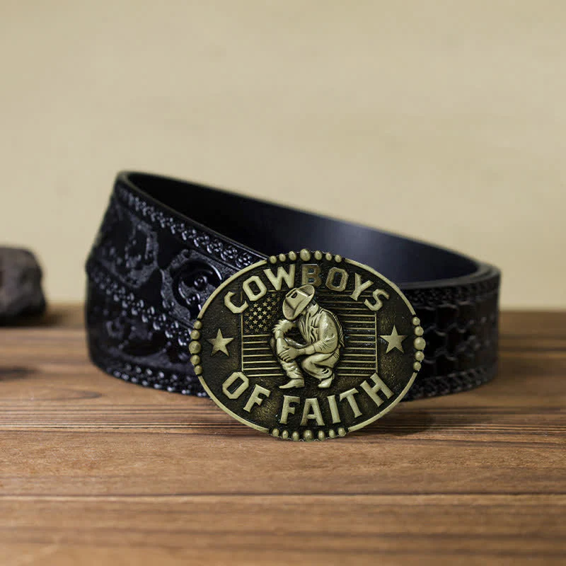 Men's DIY Cowboys Of Faith Buckle Leather Belt - Image 14