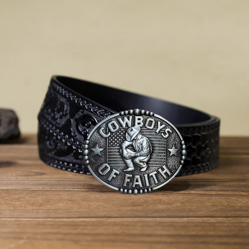 Men's DIY Cowboys Of Faith Buckle Leather Belt - Image 15