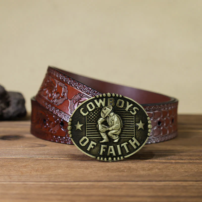 Men's DIY Cowboys Of Faith Buckle Leather Belt - Image 17