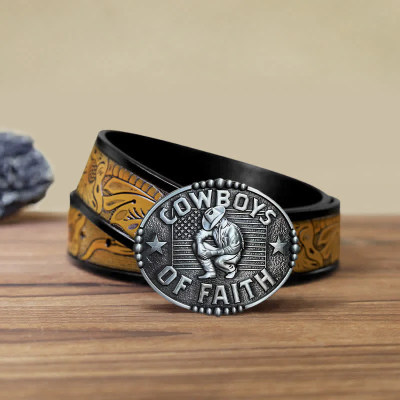 Men's DIY Cowboys Of Faith Buckle Leather Belt - Image 21