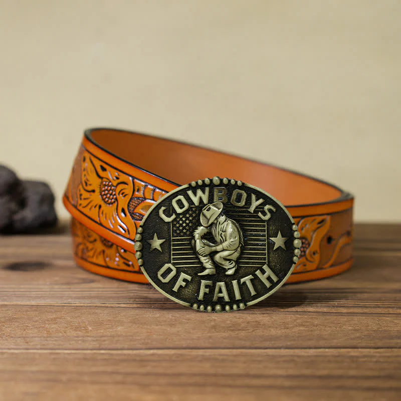 Men's DIY Cowboys Of Faith Buckle Leather Belt - Image 23