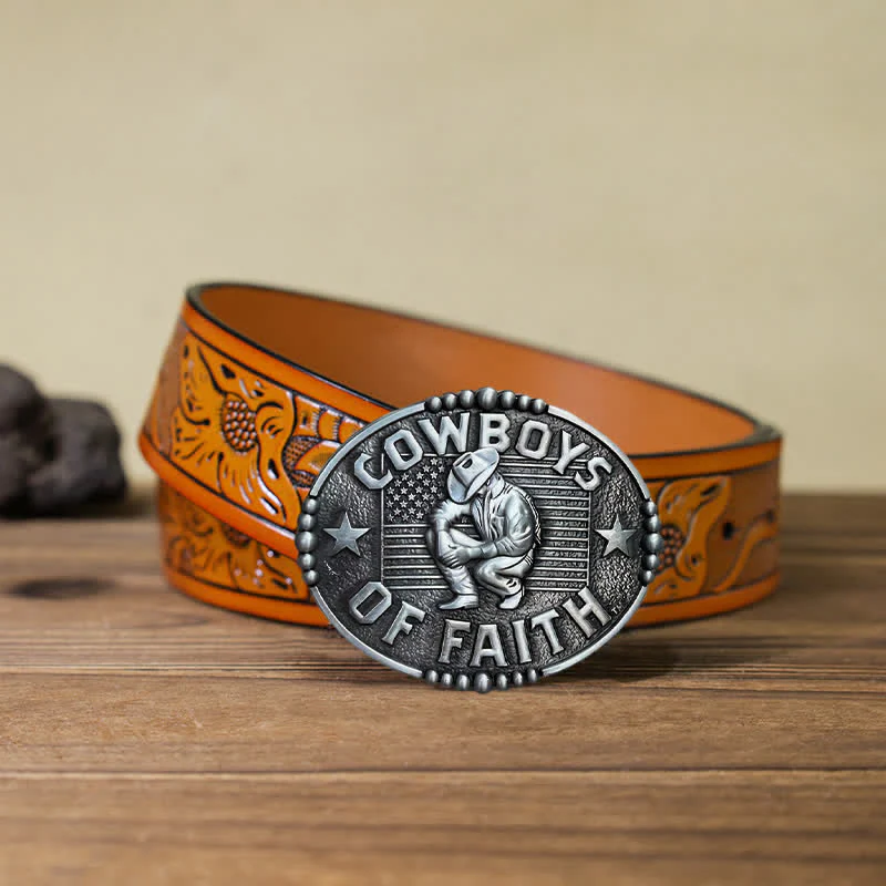 Men's DIY Cowboys Of Faith Buckle Leather Belt - Image 24