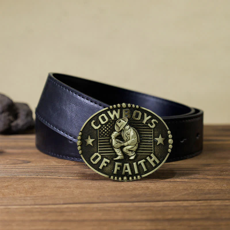 Men's DIY Cowboys Of Faith Buckle Leather Belt - Image 5