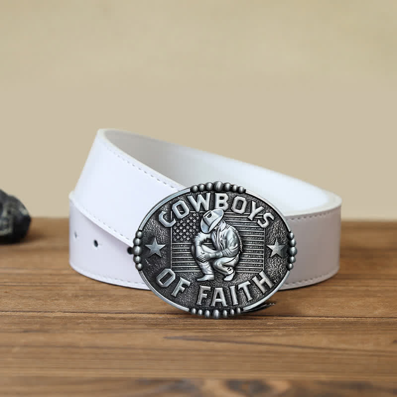 Men's DIY Cowboys Of Faith Buckle Leather Belt - Image 9