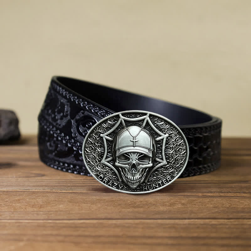 Men's DIY Crazy Hunter Skull Buckle Leather Belt - Image 14