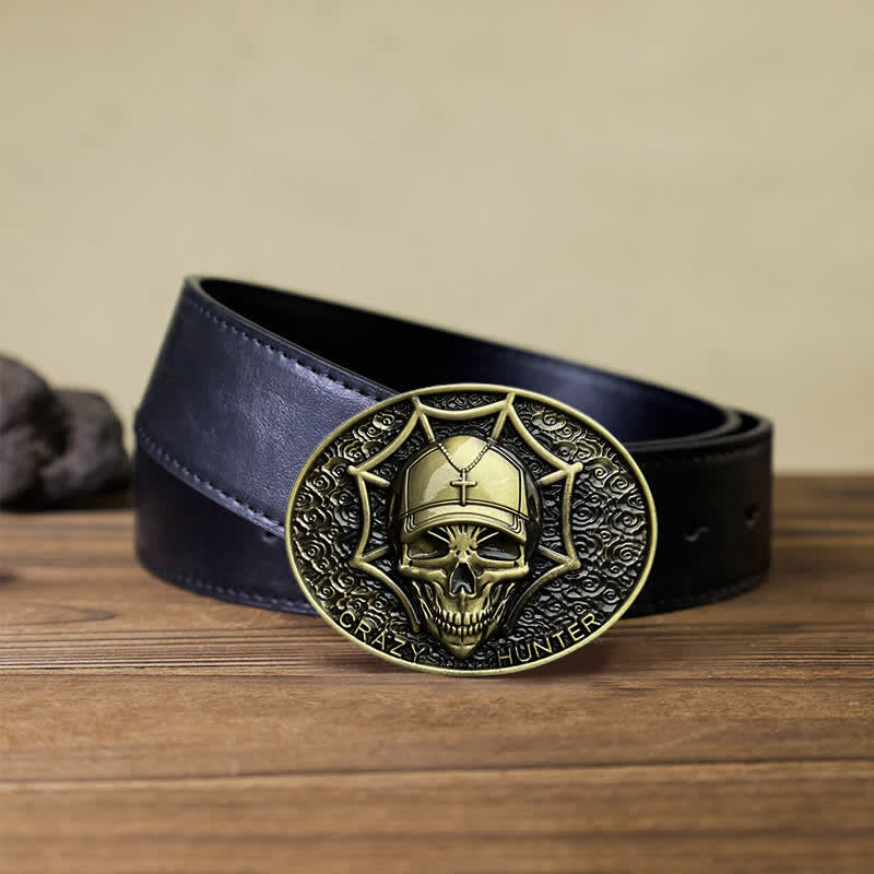Men's DIY Crazy Hunter Skull Buckle Leather Belt - Image 6