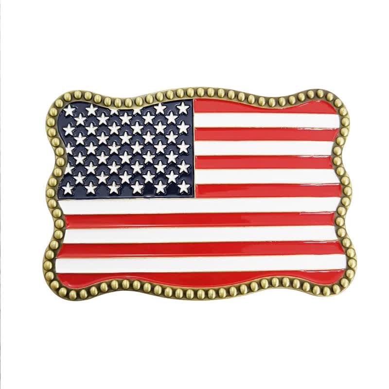 Men's DIY Creative American Flag Card Wallet Buckle Leather Belt - Image 13