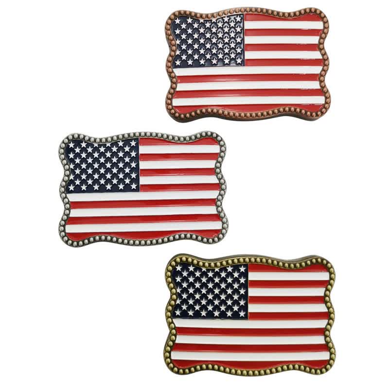 Men's DIY Creative American Flag Card Wallet Buckle Leather Belt - Image 7