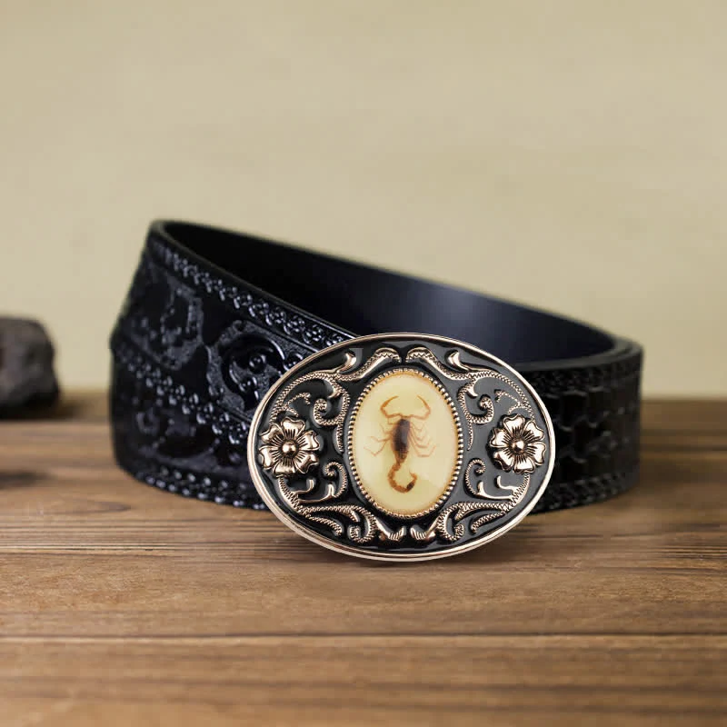 Men's DIY Decorative Luminous Scorpion Buckle Leather Belt - Image 11
