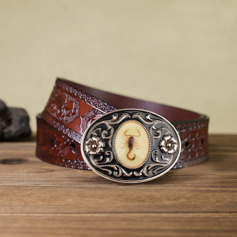 Men's DIY Decorative Luminous Scorpion Buckle Leather Belt - Image 12