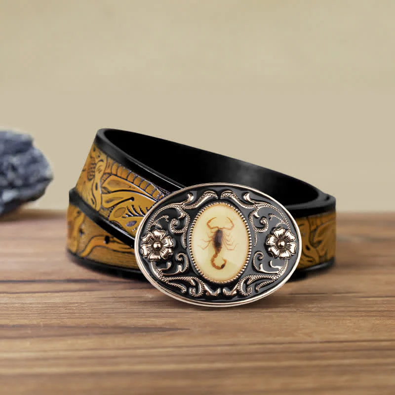 Men's DIY Decorative Luminous Scorpion Buckle Leather Belt - Image 13