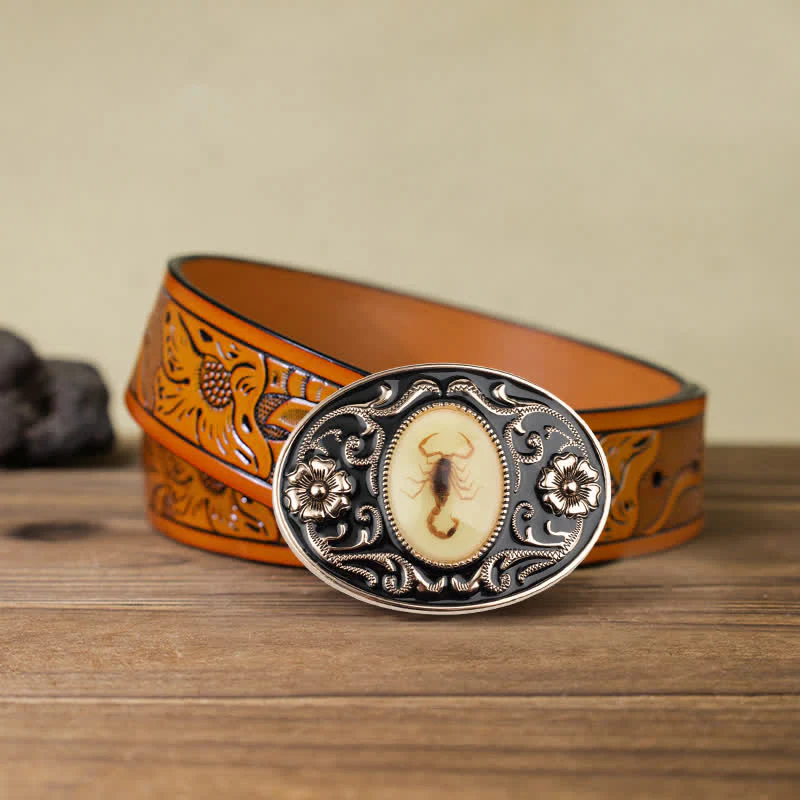 Men's DIY Decorative Luminous Scorpion Buckle Leather Belt - Image 14