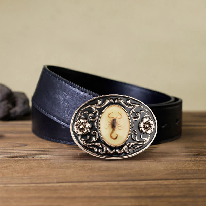 Men's DIY Decorative Luminous Scorpion Buckle Leather Belt - Image 8