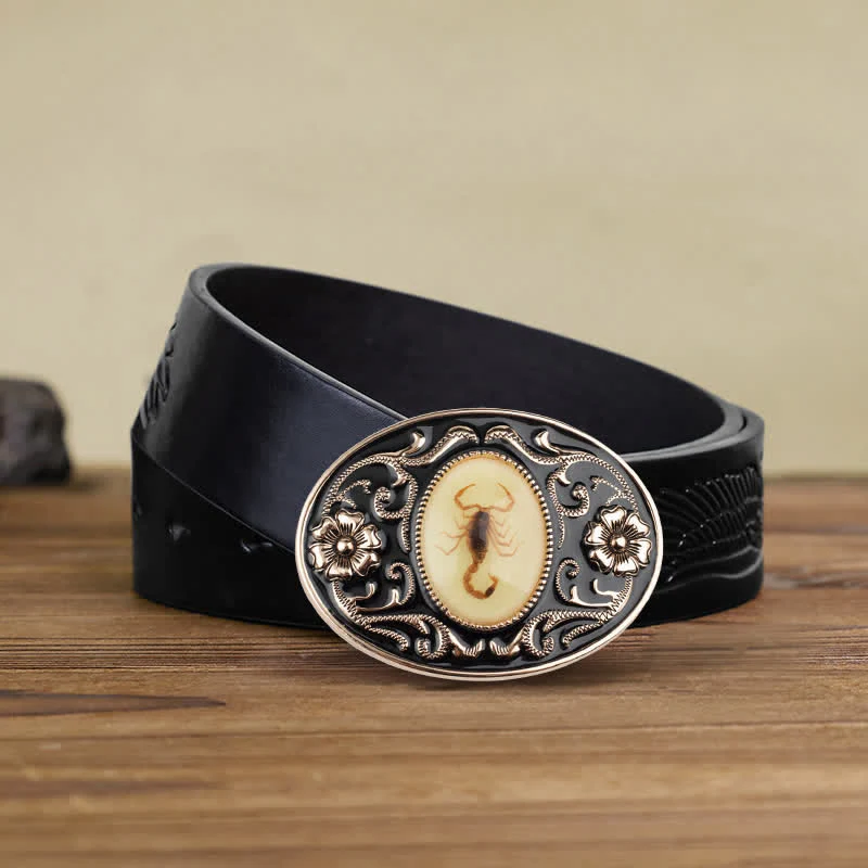 Men's DIY Decorative Luminous Scorpion Buckle Leather Belt - Image 9