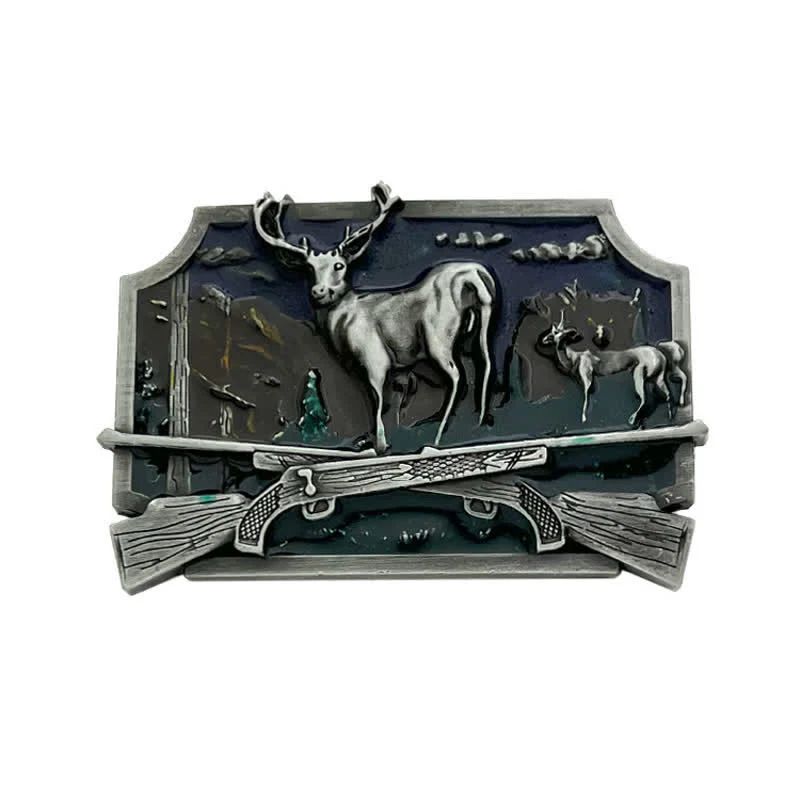 Men's DIY Deer Shotgun Hunter Buckle Leather Belt - Image 4