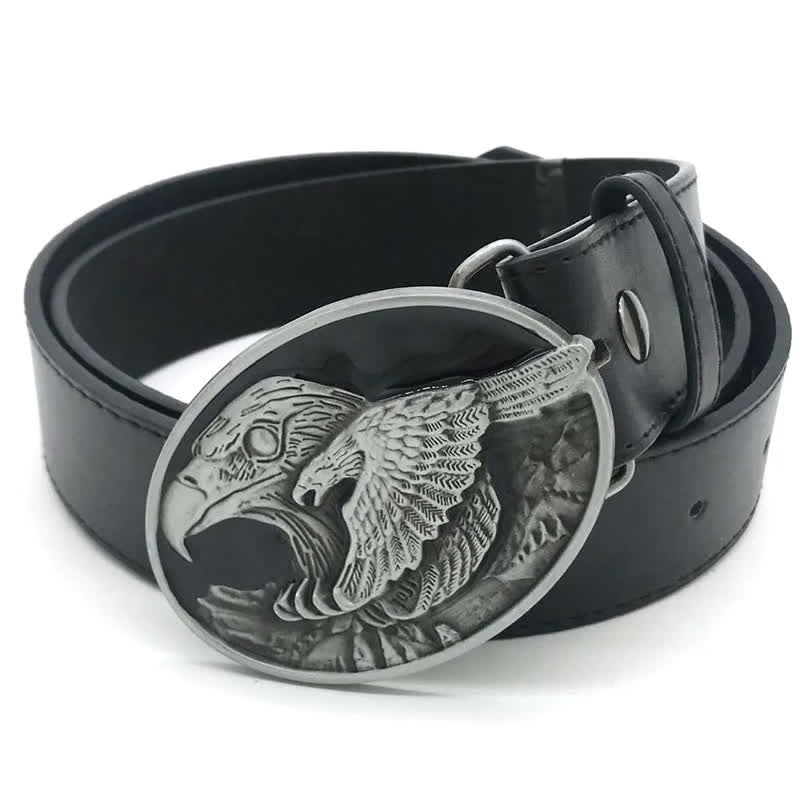 Men's DIY Double Eagle Embossed Buckle Leather Belt - Image 4