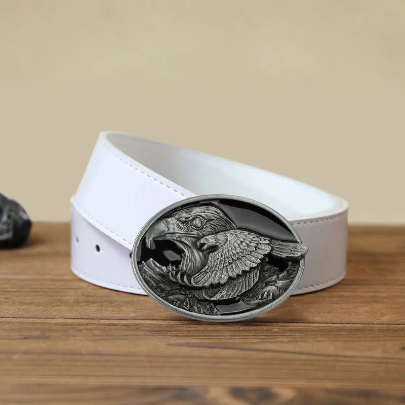 Men's DIY Double Eagle Embossed Buckle Leather Belt - Image 7