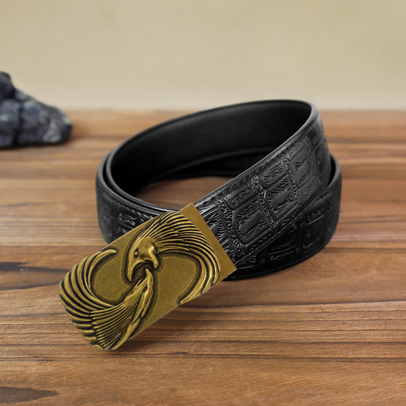 Men's DIY Double Eagles Automatic Buckle Leather Belt - Image 5