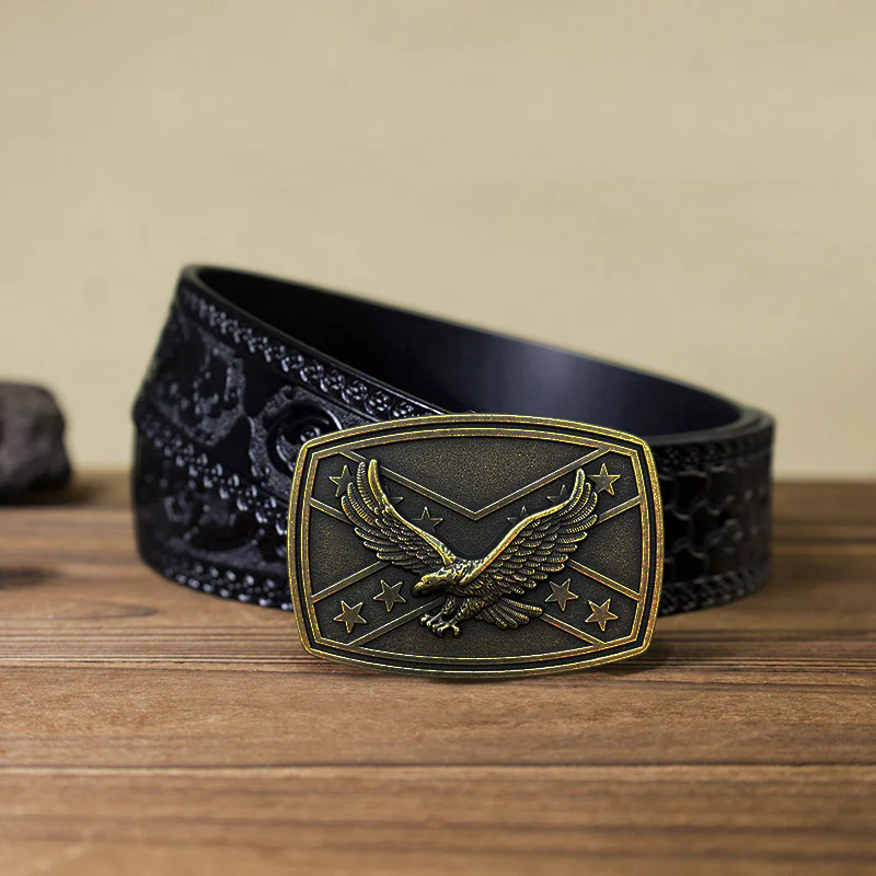 Men's DIY Eagle Flag Pattern Buckle Leather Belt - Image 10