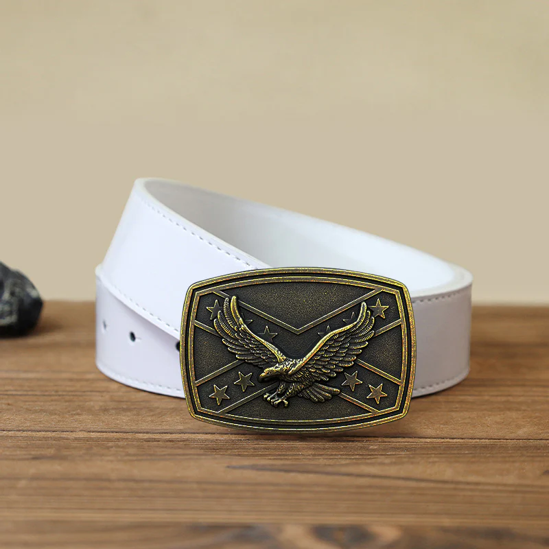 Men's DIY Eagle Flag Pattern Buckle Leather Belt - Image 6