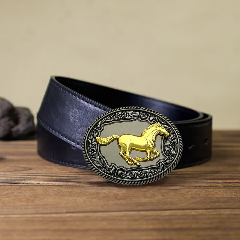 Men's DIY Horse Bull Animal Buckle Leather Belt - Image 3