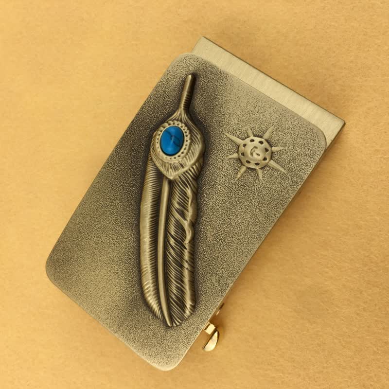 Men's DIY Embossed Feather Turquoise Automatic Buckle Leather Belt - Image 7