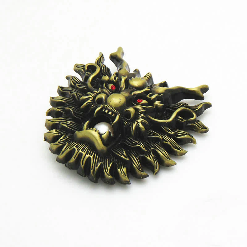 Men's DIY Fiery Dragon White Pearl Buckle Leather Belt - Image 14