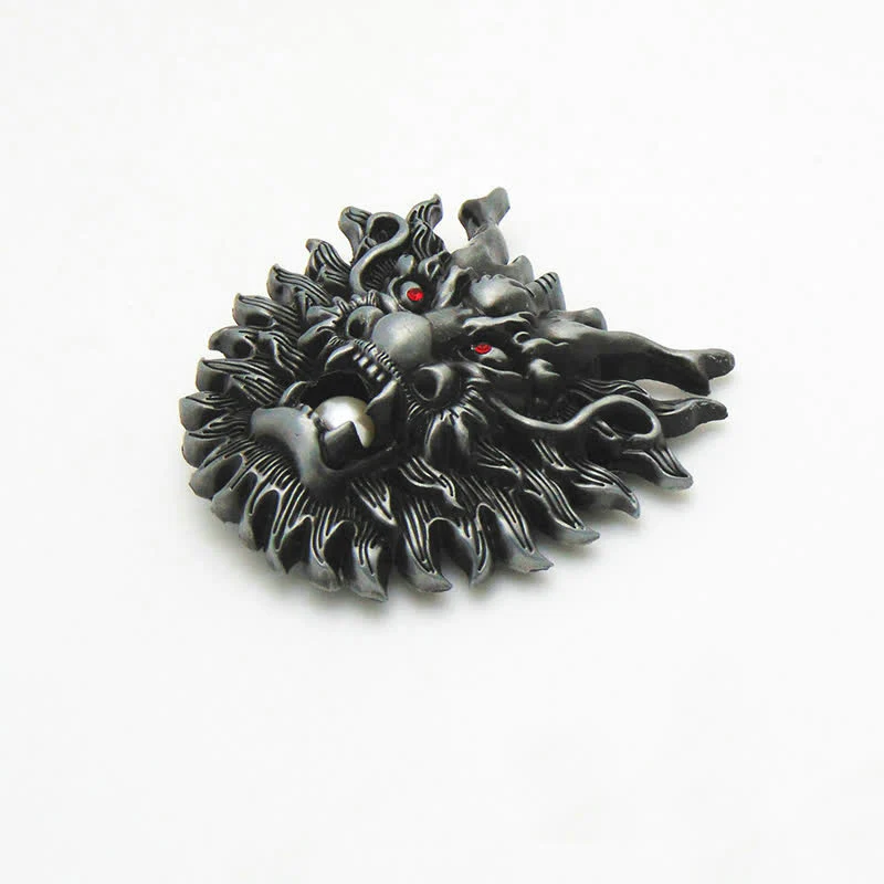 Men's DIY Fiery Dragon White Pearl Buckle Leather Belt - Image 4