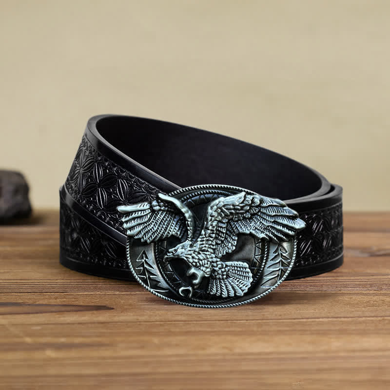 Men's DIY Flying Bald Eagle Buckle Leather Belt - Image 13