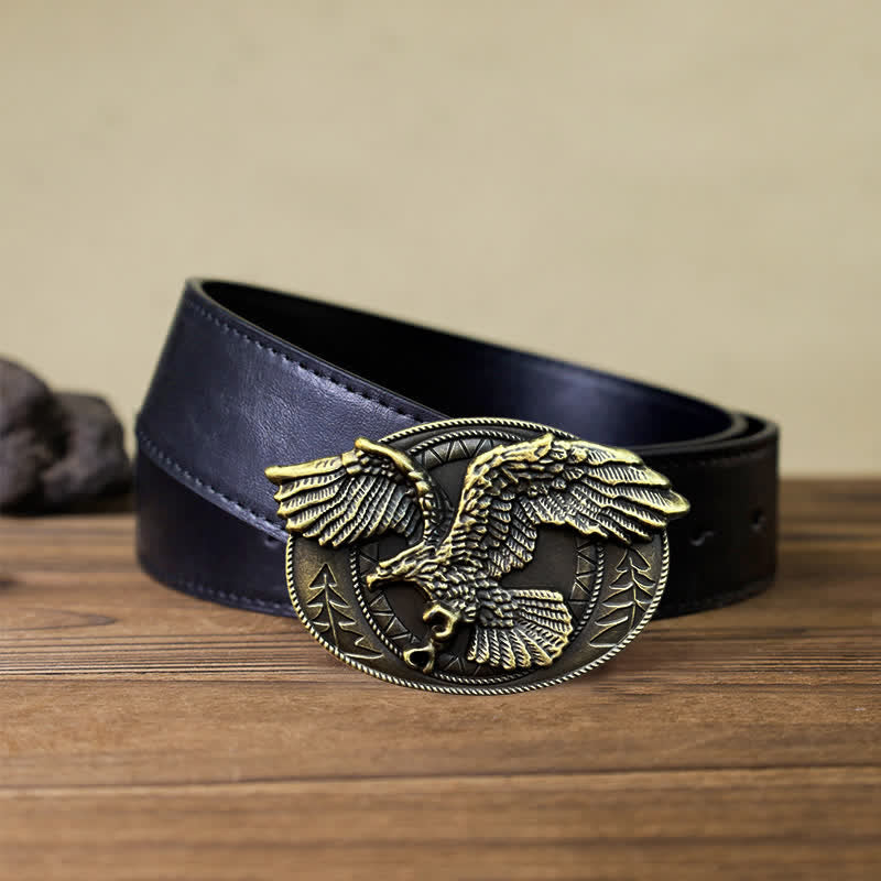 Men's DIY Flying Bald Eagle Buckle Leather Belt - Image 6