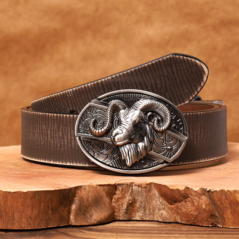 Men's DIY Goat Hidden Folding Knife Leather Belt - Image 8