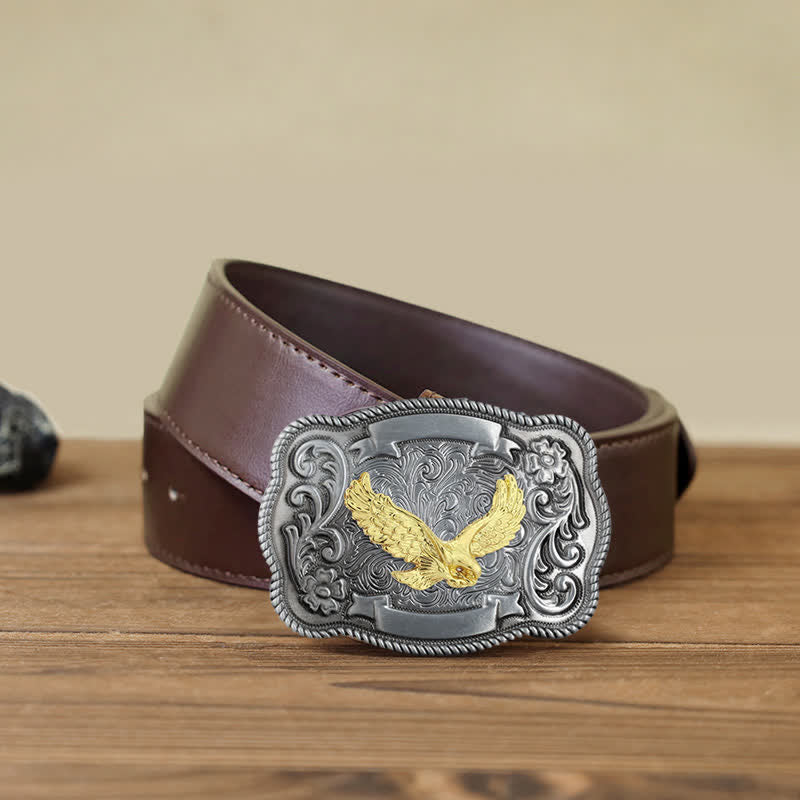 Men's DIY Gold Carving Animal Buckle Leather Belt - Image 15