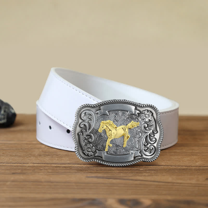 Men's DIY Gold Carving Animal Buckle Leather Belt - Image 5